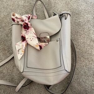 Steve Madden Gray Backpack with Floral Scarf
